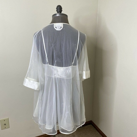 Vintage Intimo Amore Chemise with Robe Ivory set Sheer Satin Small - Picture 5 of 10